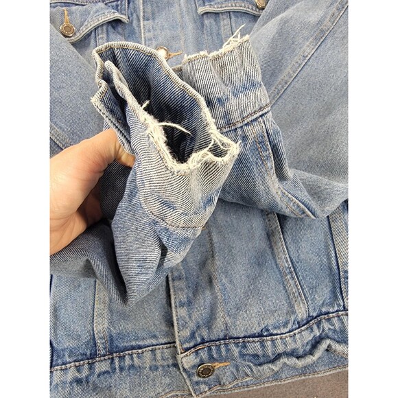 Wrangler HERO Jacket Mens XLT Blue Denim Trucker Blanket Lined Button retro - Picture 7 of 12